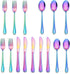 LIANYU 15-Piece Rainbow Kids Silverware Set, Stainless Steel Toddler Utensils for 5, Dishwasher Safe