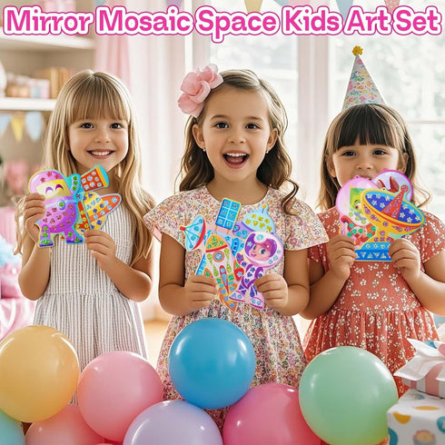 10 Sets 720+ 3-8 iGetooy DIY Mosaic Stickers for Kids, Space Art Craft Kit with Stickers, Travel Toys for Kids