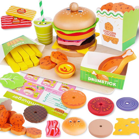 Montessori Toys Pretend Play Food Set for 3 4 5 Year Old,