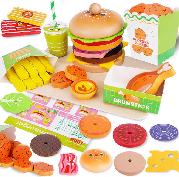 Montessori Toys Pretend Play Food Set for 3 4 5 Year Old,