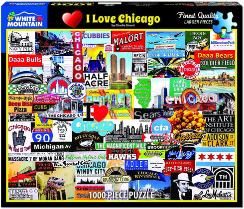 White Mountain I Love Chicago - 1000 Piece Jigsaw Puzzle