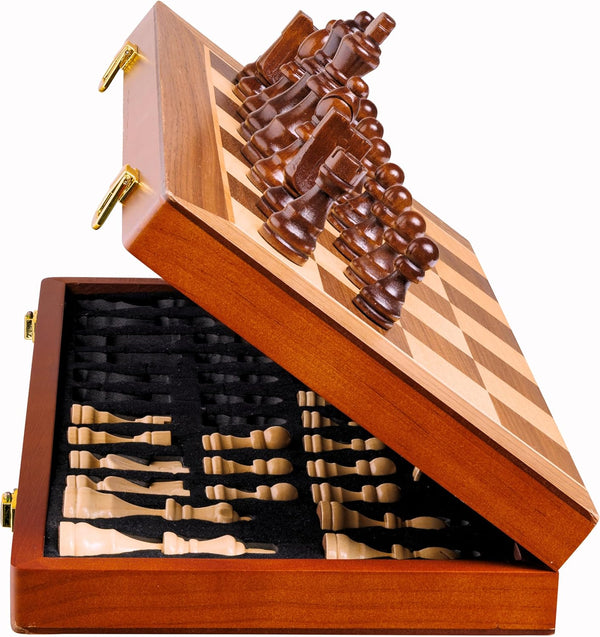 ECOCRAFTER 15'' 2 in 1 Wooden Magnetic chess and checkers set (2 Extra