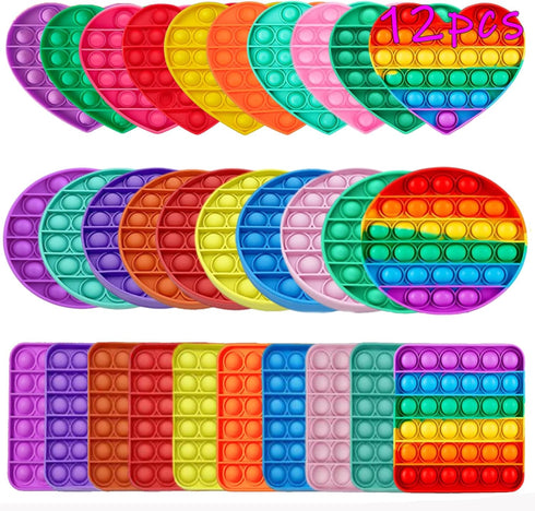 kapibarasensei Random 12 Pcs Fidget Toys,Push Pop Fidget Sensory Toys Set,Stress Relief Gifts