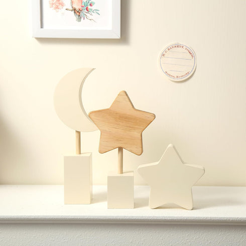 3 Set Barydat Pcs Boho Nursery Shelf Decor Wooden Moon and Star Nursery Decor Cute Bohemian Children Kids Decoration