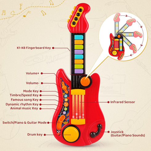 2 1 2-4 Kids Guitar in Musical Instruments for Kid - Fun Piano Toddler Toy & Electric Guitars | Explore Creativity |