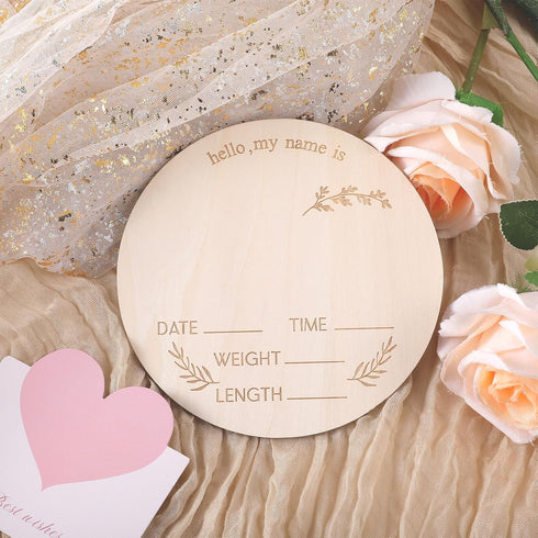 Ptwola 2 5.9 Inch Pcs Baby Announcement Sign Birth Welcome Board Birth Announcement Sign and Pen Wooden Hello My Name