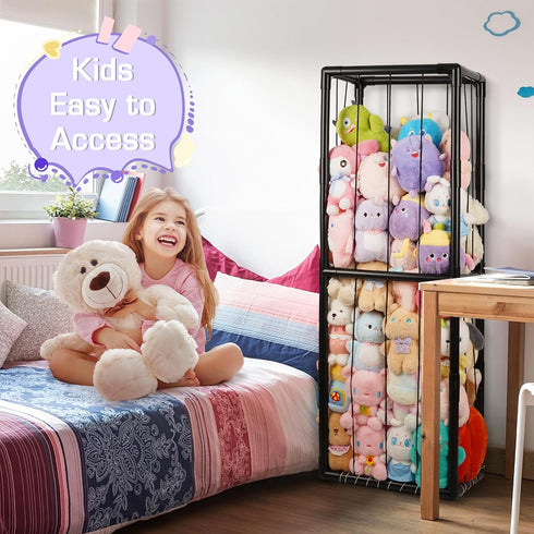 1) Trycooling Stuffed Animal Storage Zoo Stuffed Animal Holder Space Save Vertical Stuffed Animals Storage PVC