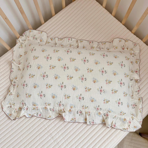 BuLuTu Cotton Muslin Kids Toddler Pillowcase with Cute Azalea Flowers Pattern Super
