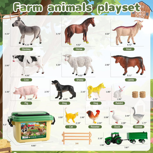 WAIIW Toddlers,23 Playset 3-5 Farm Animal Toys for PCS Animal Toys with Realistic Animal Figurines,Tractor Toy