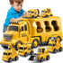 Truck Toys for Boys Ages 3-6, Toddler Car Carrier Vehicle Toy Set, Kids Toys Truck Set for Age 3-9