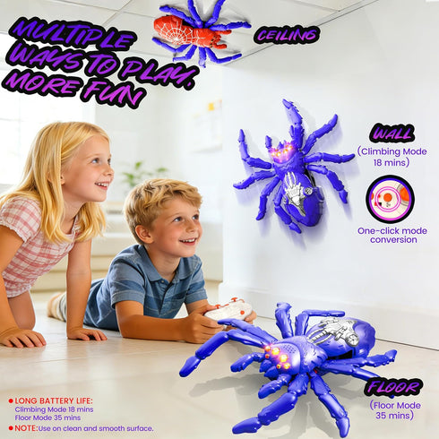 360Rotating 3-12 Wall Climbing Spider, Remote Control Robot Toys, Climbing Walls & Ceilings, RC Stunt Crawler with LED