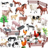 Realistic Farm Animal Figures Toys, 44 Pcs Plastic Playset with Mini Farm Animal Cake Toppers for Kids
