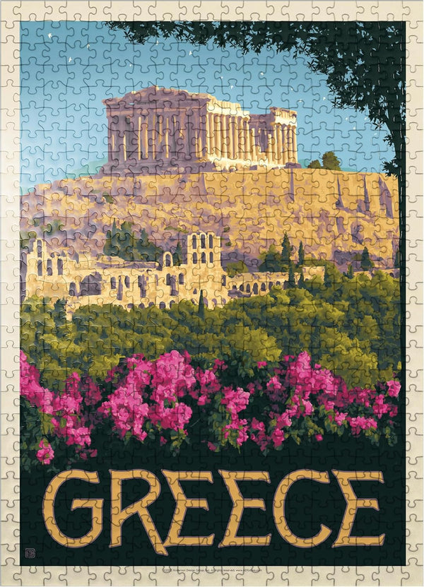 MyPuzzle Greece: Vintage Poster - Premium 500 Piece Jigsaw Puzzle for Adults, The Parthenon