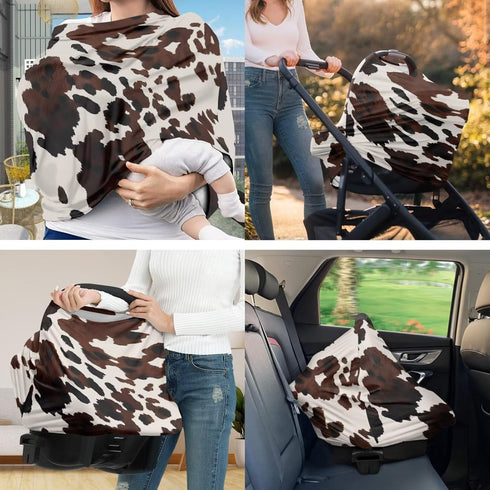 Sarogrorin Cow Print Car Seat Covers Canopy Cover Baby Pillows Cover for Sleeping for Newborn Breastfeeding Pillow