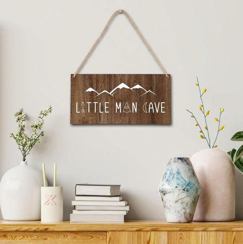 OICPYD 10" 5" Sign(Hb11) Little Man Cave Wall Sign, Woodland Boy Nursery, Toddler Boys Room, Baby Boys Room Wall Decor