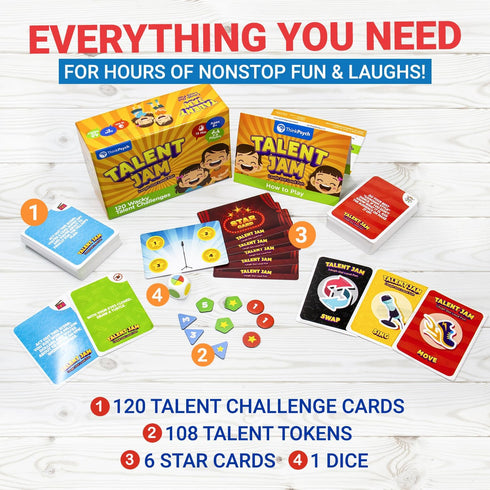 Talent Jam - Hilarious Talent Show & Charades Game - Fun Family Games for Kids and Adults - Game Night for Teens