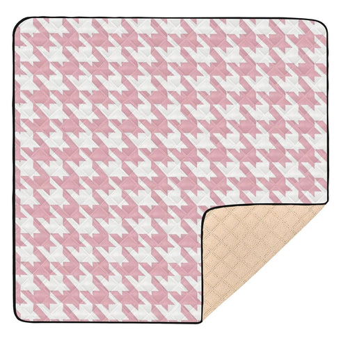 EtherSpher Classical Peach White Houndstooth Large Non-Slip Baby Floor Play mat for Indoor