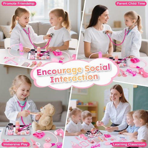 34 3-5 Set, Sundaymot Doctor Kit for Girls, Pcs Doctor kit for Toddlers with Medical Storage Bag & Real Stethoscope