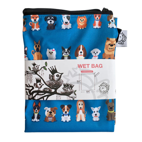 Swimming 12.6'' 16.5'' FLOCK THREE Washable and Reusable Wet Bag Diaper Bag Water Resistant Bag Travel Toiletries Pouch