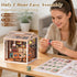 115 DIY Retro Coffee Shop Miniature House Kit, Pieces Mini Dollhouse with Furniture & LED Light with Roof & Dust Covers