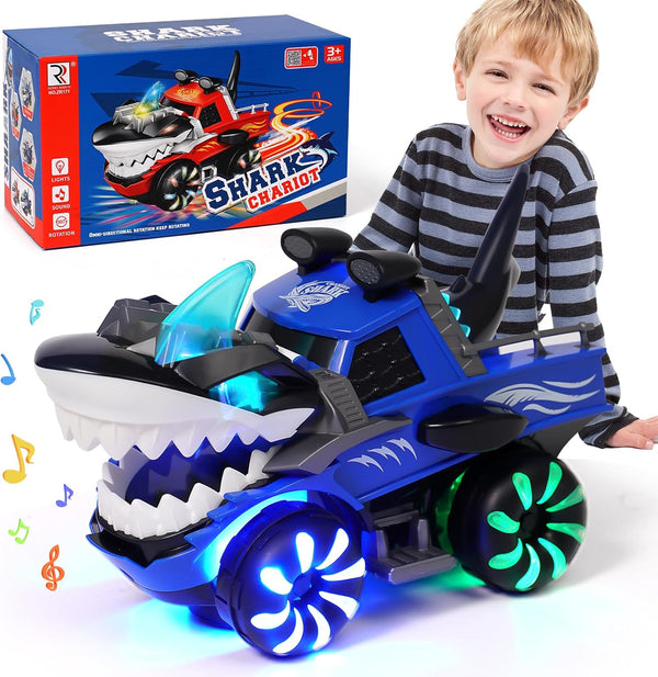 KidsMind Shark Toys for Baby, Monster Trucks for Toddlers 2-4 Flashing Light Up