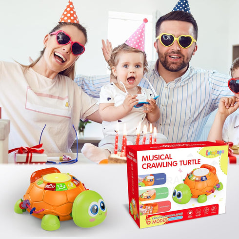 6 12 12-18 3-6 7 8 9 10 1 2 Letapapa Baby Toys to Months, Musical Turtle Baby Toys for Months, Crawling Toy with Light
