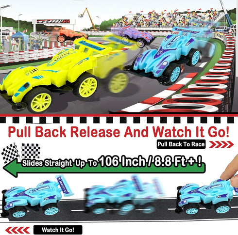 28 Pack Set, Pull Back Cars and Trucks Toy, Small Cars Pull Back Racing Vehicles Mini Toy Cars, for Toddlers, Kids