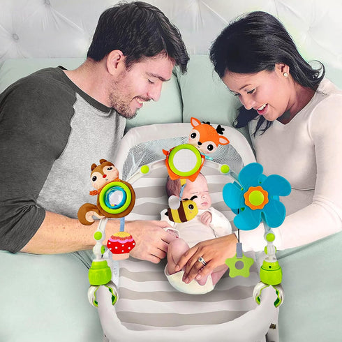 BATOHO Baby Stroller Arch Mobile, Adjustable Musical Cirb Mobile Toys with Universal Clamps, Versatile Activity Toy Bar