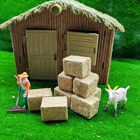 16pcs 1.18X0.79X0.79in LOGOFUN Mini Hay Bales Miniature Hayrick Mini Haystack Decoration Miniature Hay Blocks