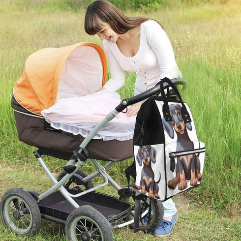 DWVTSLH Backpack Mummy Backpack Cute Dachshund Diaper Bag Multifunction Nappy Bags Waterproof Large Capacity Travel