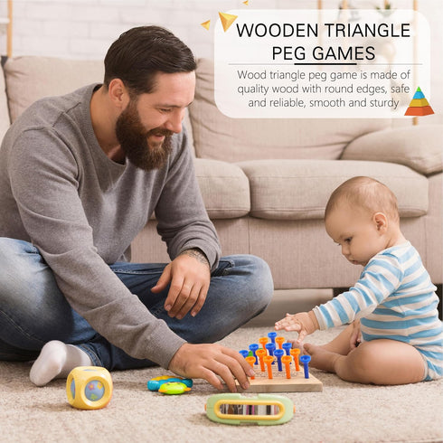 30 Packs Wooden Peg Game - Tricky Triangle Family Wooden Board Game, Strategy Toy for Travel Gathering Teens Adults