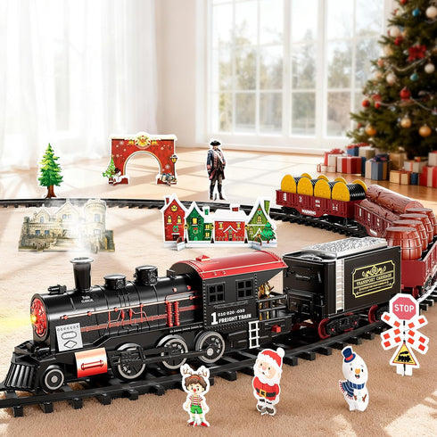 NIPLOOOW Set 3-5, 3 4 5 6 7 8 Train for Kids Electric Train Toy with Realistic Sound, Lights and Smoke for Under