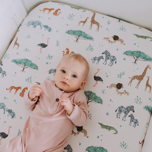 2 Pack Crib Sheets Neutral - Fitted Baby Crib Sheets Bed for Girl Boy - Standard & Toddler Mattress (Safari Adventure)