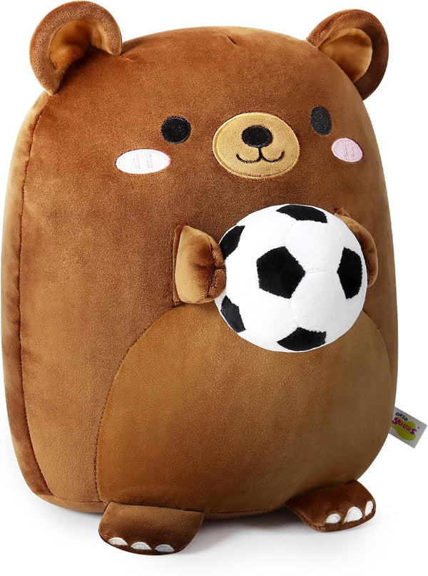 Onsoyours 14 Inch Football Bear Plush Toy, Soft Kawaii Soccer Ball Bear Stuffed Animal Gift
