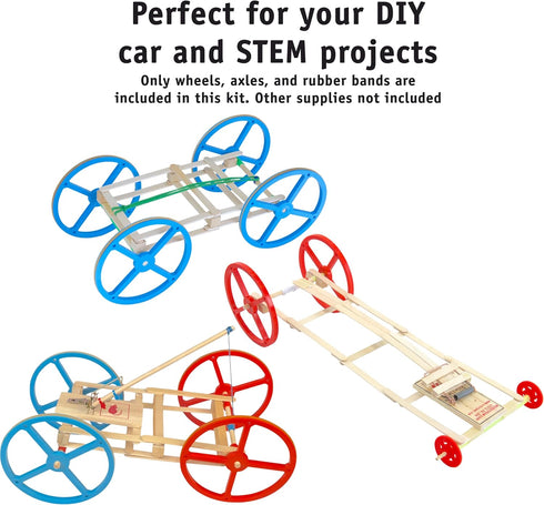 Mousetrap 20 20 10 Large Plastic Toy Project Wheels and Axles, for Car and Rubber Band Car Projects, Wheels, Rubber