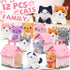 12 Set HAPGFS Pcs Mini Plush Kitty Stuffed Cats, Cat Party Favors with Keychain Gift Toys with Carton House, Kids