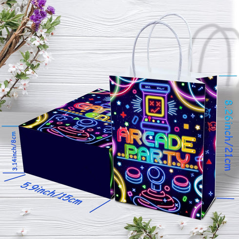16 Pieces Arcade Gaming Goodie Bags - Birthday Party Supplies, Treat Candy Favors for Kids Adults (Arcade-Blue)