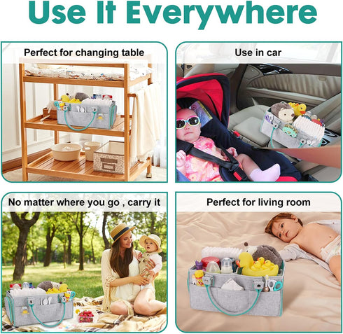 Baby Diaper Caddy Organizer for Boy or Girl, Large Nursery Storage Bin Basket for Changing Table and Car