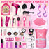 Mastom 36PCS Sets, Hair Salon Toys for Girls, Kids Pretend Play Makeup Dress Up Beauty Hair Stylist Toy Kit with Barber