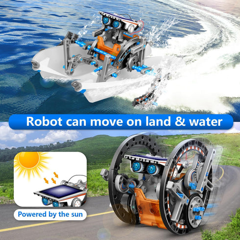 13-in-1 Solar Robot Toys for Ages 8-12, STEM Science Kits for Kids, Building Experiments Robotics Kit (Gray)