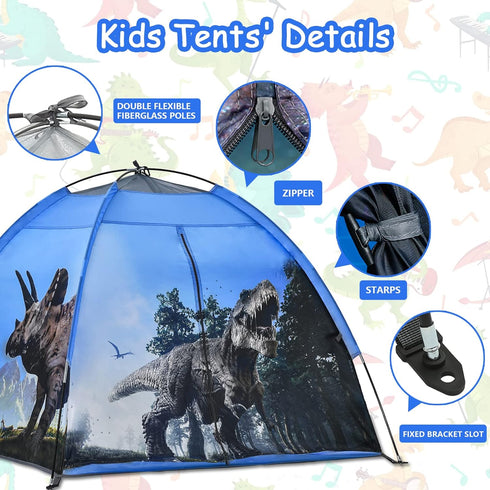 Dinosaur Kids Play Tent, Realistic Dinosaur Theme Indoor and Outdoor Fun Playhouse for Children Age 3-7