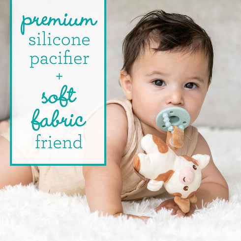 Infantino Snuggle & Soothe PaciPal - Soft Fabric Pacifier Pal with Premium Silicone Pacifier for Baby's Comfort
