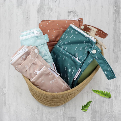 2 Pack (W016) Mama Koala Waterproof Wet Dry Bags for Baby Items, Cloth Diapers, Swimsuits, Travel, Gym Clothes, Beach