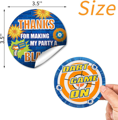 Zonon 60 Pieces Dart Battle Stickers, Birthday Party Themed Labels for Party Favors