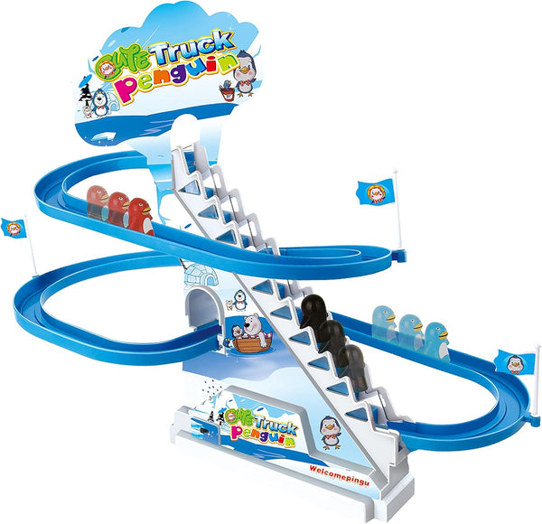 ARSUK Penguin Race Game Toy - Musical Roller Coaster Track Playset with LED Lights for Toddlers and Kids