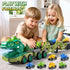10 1 3-5 4-8 9 5-7 in Dinosaur Truck Toys for Kids Aged with Foldable Race Track, Carrier Truck with Dinosaur Toy Car