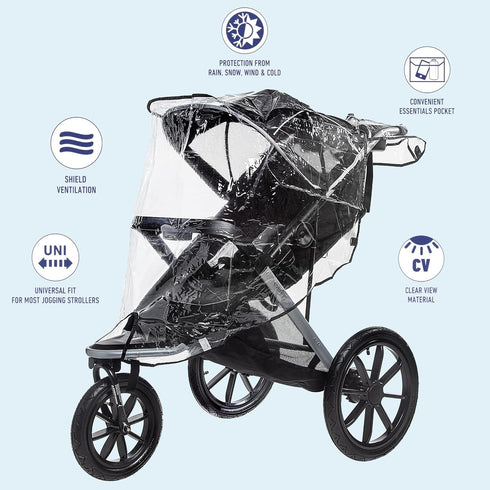 Jeep Jogging Stroller Weather Shield, Baby Rain Cover, Universal Size, Waterproof, Windproof, Ventilation
