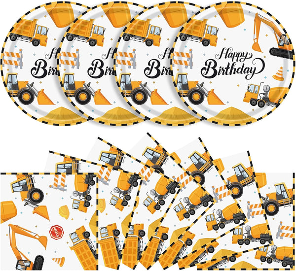 KFJBPB 40 Pcs Construction Plates and Napkins Party Supplies, Construction Birthday Party Decorations