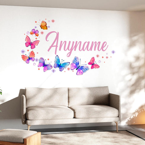 Custom Nursery Room Wall Personalized Girl Name with Butterfly Stickers Wall Decal