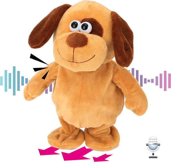 Hopearl Talking Dog Toy, Interactive Animated Plush Buddy, Repeats What You Say, 8'' for Toddlers
